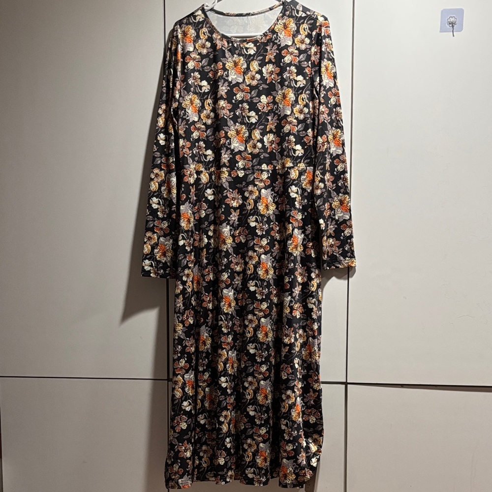 Floral Long Sleeve Maxi Dress large boho